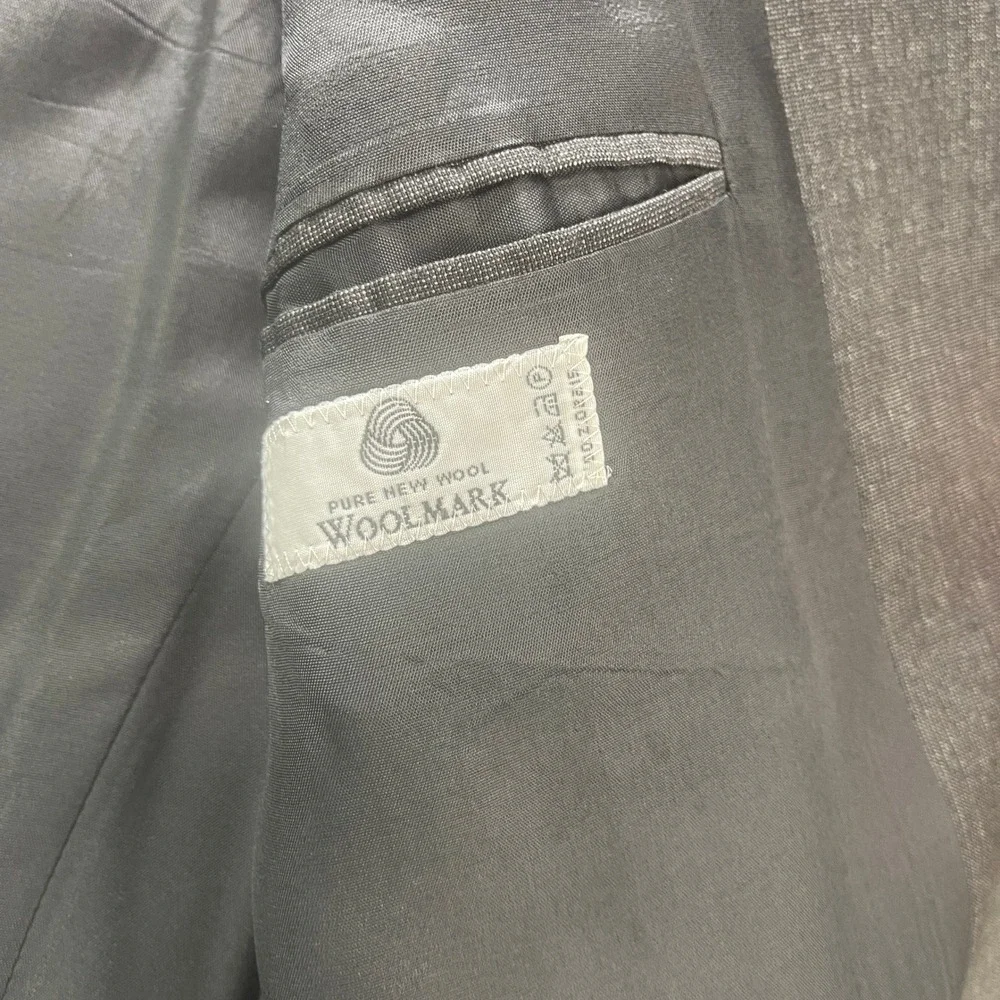 Alexandre London Savile Row Grey Textured Wool Suit 42L Pleated Cuffed W34xL32